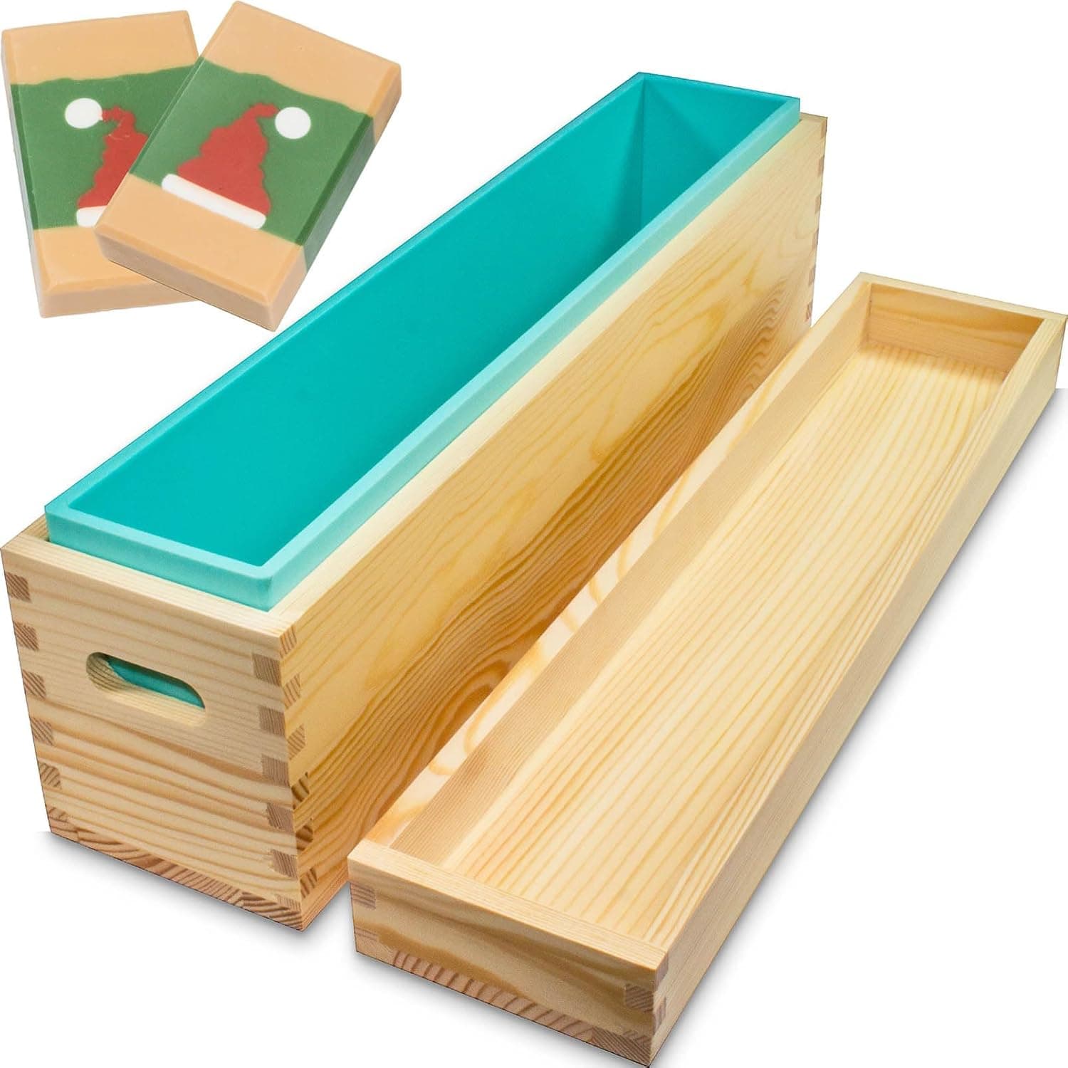 Tall Skinny Wooden Soap Molds for Soap Making Large 5 lb Loaf with Lid, Rectangle Silicone Liner 80oz