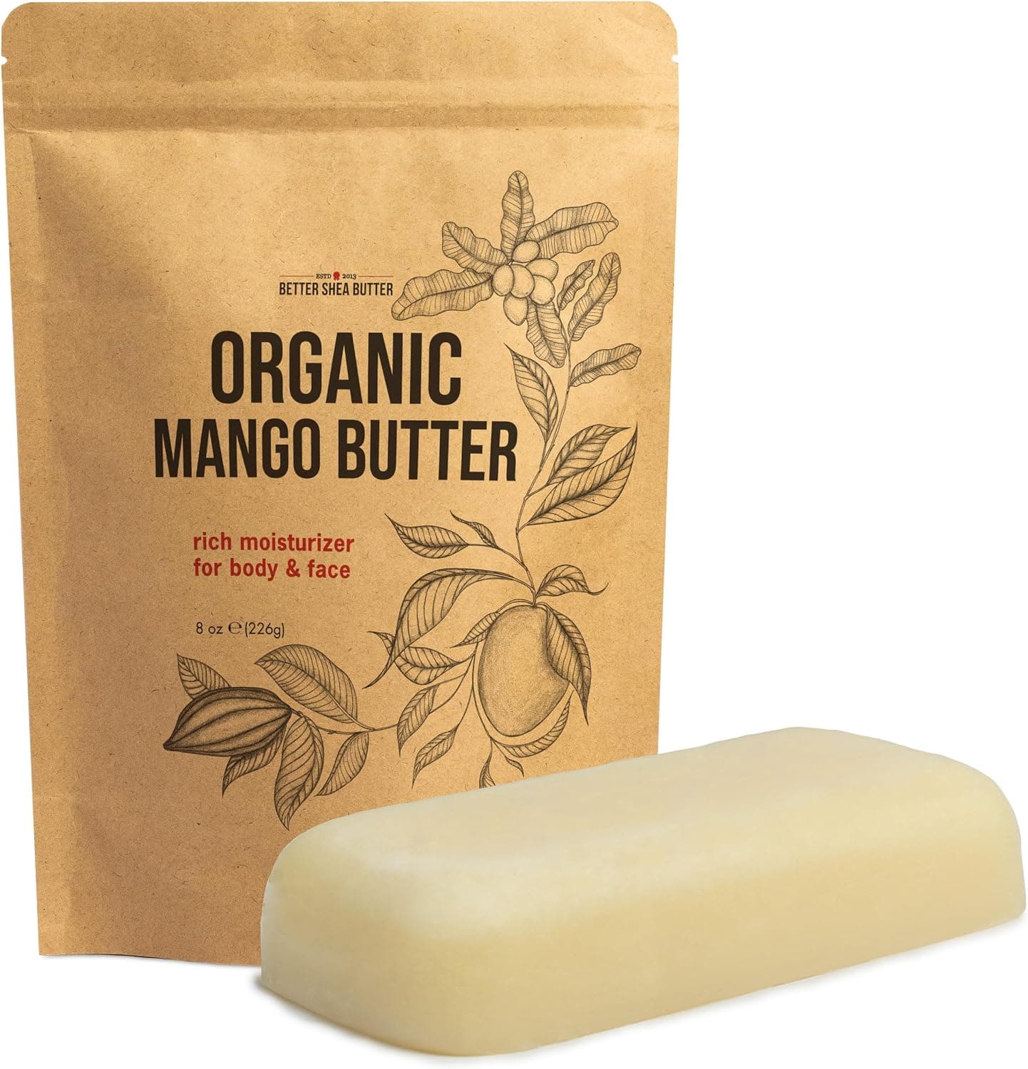 Organic Mango Butter Raw Unrefined Cold Pressed for Soap Making 8 oz