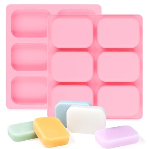 SJ Rounded Rectangle Soap Mold Set, 2-Pack 6-Cavity Silicone Soap Molds