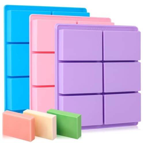 SJ Rectangle Soap Mold Set, 3-Pack 6-Cavity Silicone Soap Molds