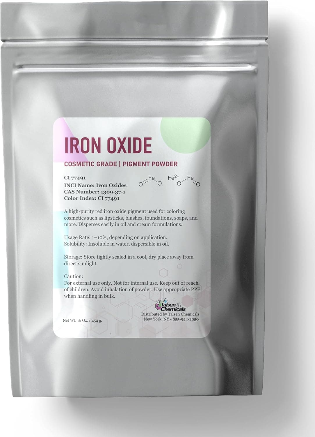 Iron Oxide Powder (16 Ounce / 454 grams) Cosmetic Grade Colorant for Soap, Makeup, Lip Balm & DIY Skincare by Talsen Chemicals