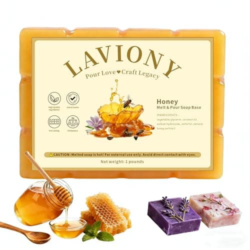 LAVIONY Melt and Pour Soap Base, Pre-Cut DIY Soap Bars Craft, 1LB Honey