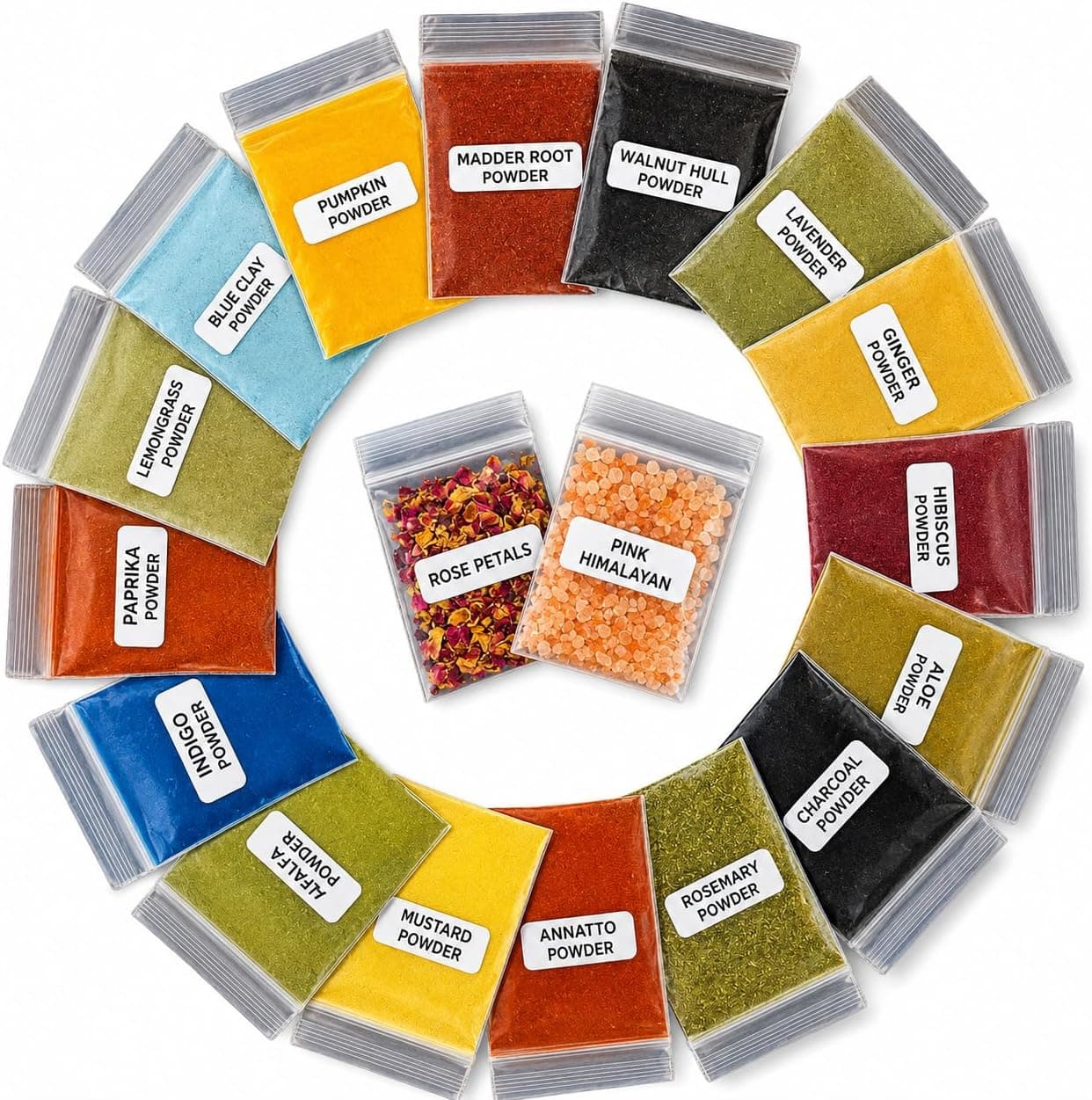 Natural Botanical Colorants Sampler #2 for Soap Making - 18 Plant-Based Powders, Clays, and Herbs - Indigo, Madder Root, Annatto